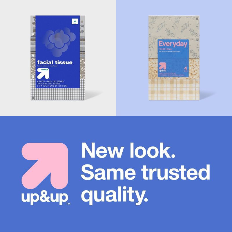 slide 4 of 4, Everyday Facial Tissue - 4pk/640ct - up&up™, 4 ct, 640 ct