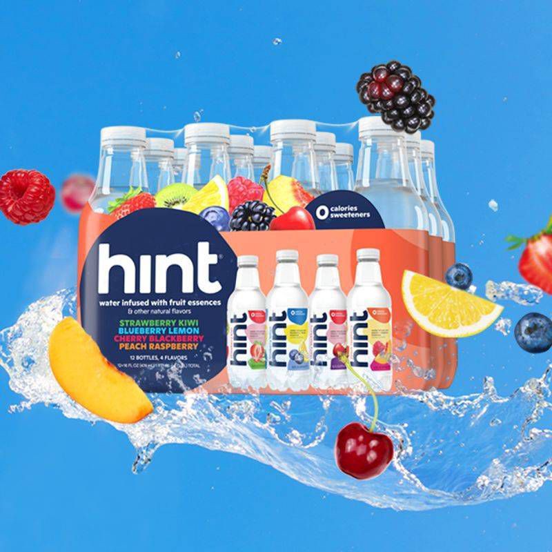 slide 5 of 6, hint Smashup Variety Pack Flavored Water (Blueberry Lemon, Cherry Blackberry, Peach Raspberry, Strawberry Kiwi) - 12pk/16 fl oz Bottles, 12 ct; 16 fl oz