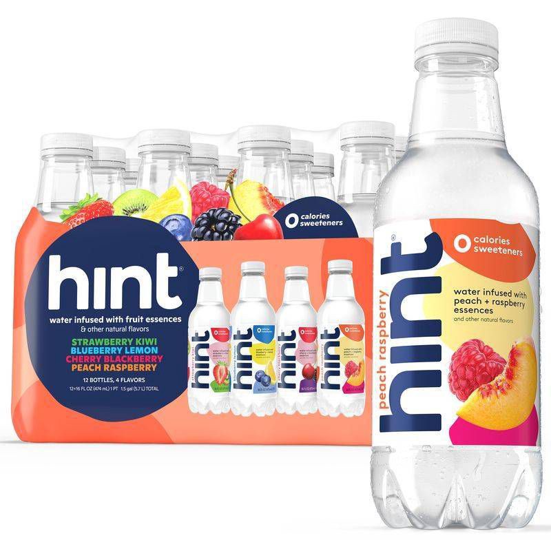 slide 1 of 6, hint Smashup Variety Pack Flavored Water (Blueberry Lemon, Cherry Blackberry, Peach Raspberry, Strawberry Kiwi) - 12pk/16 fl oz Bottles, 12 ct; 16 fl oz