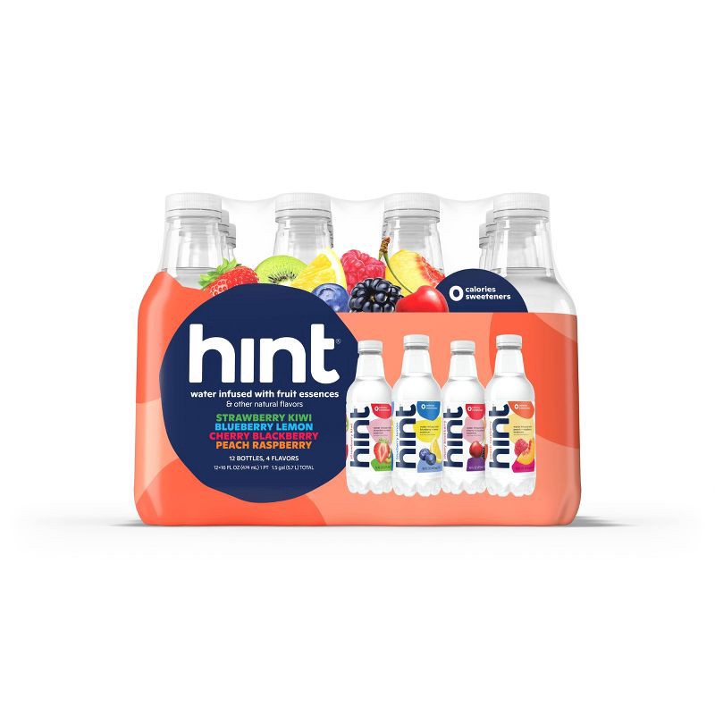 slide 1 of 4, hint Smashup Variety Pack Flavored Water (Blueberry Lemon, Cherry Blackberry, Peach Raspberry, Strawberry Kiwi) - 12pk/16 fl oz Bottles, 12 ct; 16 fl oz