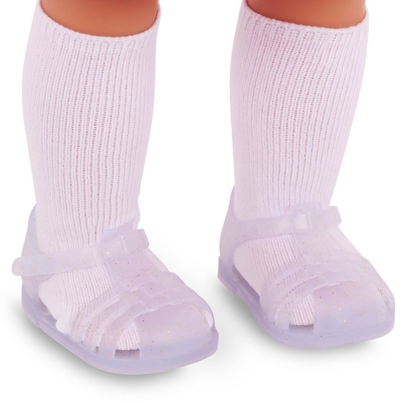 slide 4 of 5, Our Generation Gillian 18" Doll with Pink Dress & Rainbow Pajama Outfit: Fashion, Hair Blonde, Hazel Eyes, Wavy Hair, 1 ct