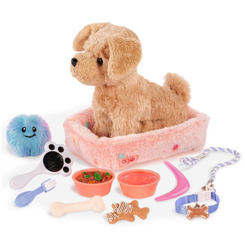 slide 2 of 6, Our Generation Puppy Care & Play Set Pet Bed Accessories for 18" Dolls: Includes Leash, Toothbrush, Collar, 11-Piece Set, 1 ct