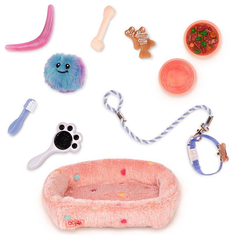 slide 1 of 6, Our Generation Puppy Care & Play Set Pet Bed Accessories for 18" Dolls: Includes Leash, Toothbrush, Collar, 11-Piece Set, 1 ct