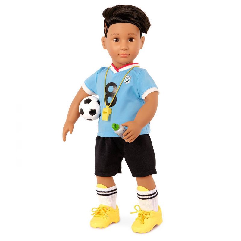 slide 3 of 5, Our Generation Mateo Posable 18" Boy Doll in Soccer Uniform with Accessories, 1 ct