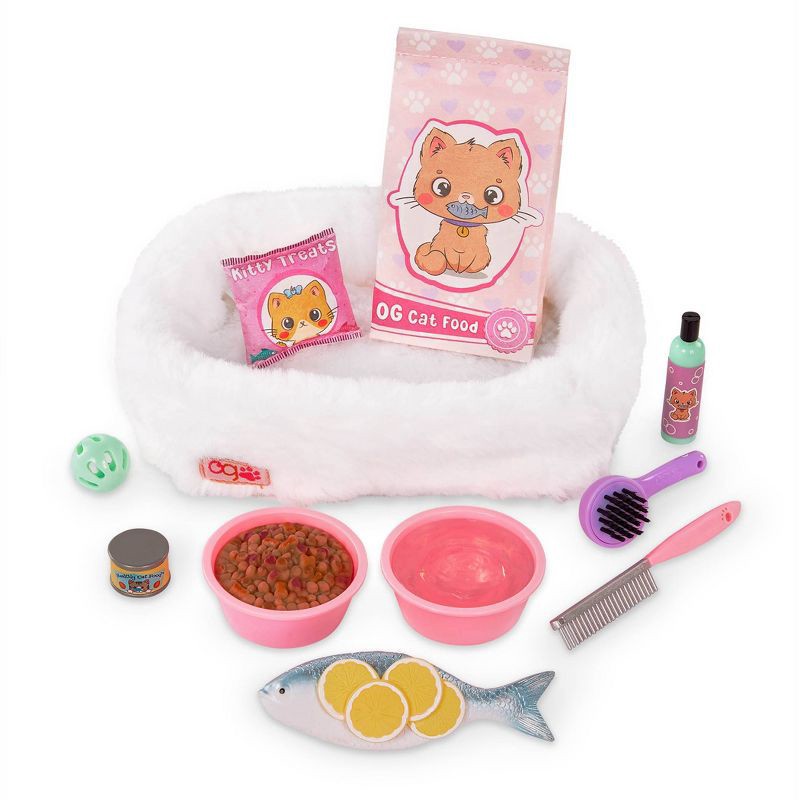 slide 4 of 5, Our Generation Feline Fabulous Pet Bed & Play Food Accessory Set for 18" Dolls, 1 ct