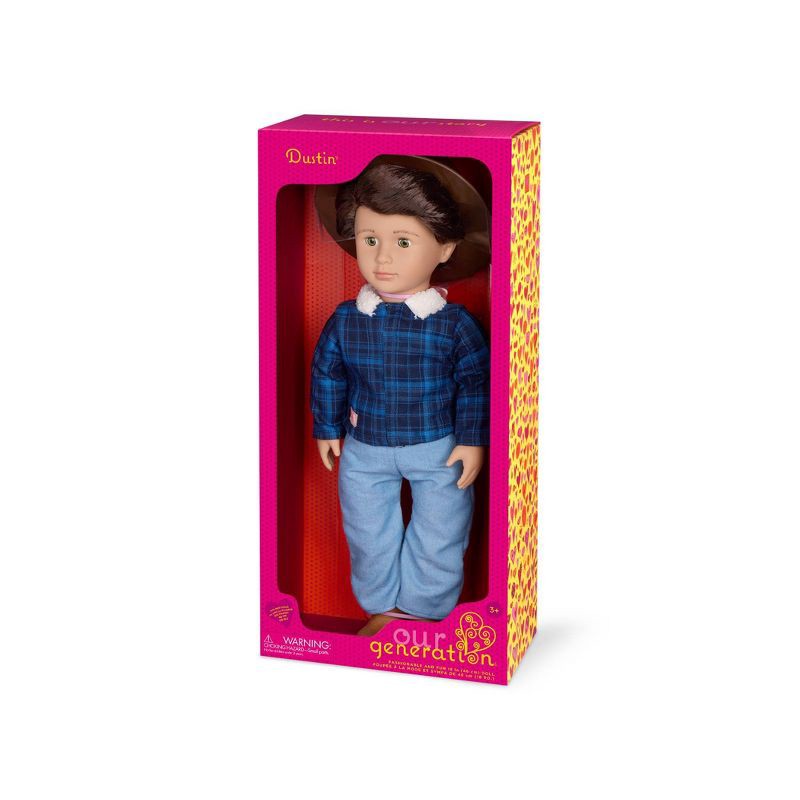 slide 4 of 4, Our Generation Dustin 18" Boy Doll in a Western-Style Country Outfit: Wavy Brown Hair & Equestrian Theme, 1 ct