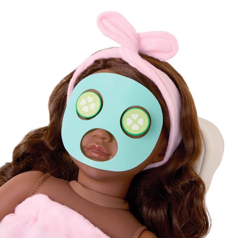 slide 2 of 6, Our Generation Spa Day Fun Foot Bath & Face Mask Accessory Set for 18" Dolls: Includes Headband, Nail File, Nail Polish, 1 ct