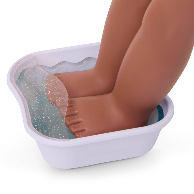 slide 4 of 6, Our Generation Spa Day Fun Foot Bath & Face Mask Accessory Set for 18" Dolls: Includes Headband, Nail File, Nail Polish, 1 ct