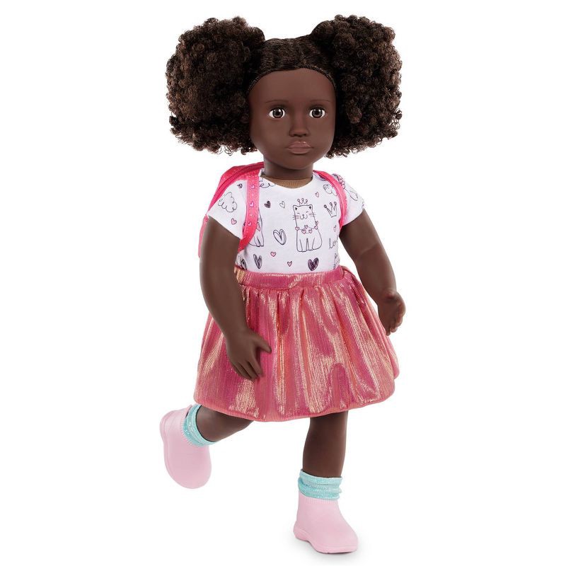 slide 3 of 8, Our Generation Virginia Posable 18'' School Doll with Storybook & Accessories Set: Black Curly Hair, Brown Eyes, Backpack, 1 ct