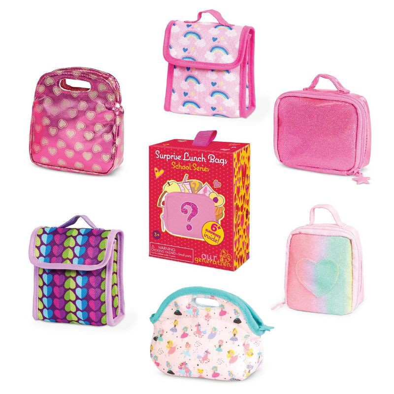 slide 1 of 12, Our Generation Surprise Lunch Bags School Series – 1 of 6 Collectible Bags Accessories for 18'' Dolls: Social Skills Play Food Set, 1 ct