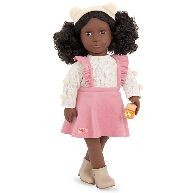 slide 3 of 5, Our Generation Sweet as Jam Pink Jumper Skirt Outfit & Play Food Set for 18" Dolls: Doll Clothing Accessory Set, 1 ct