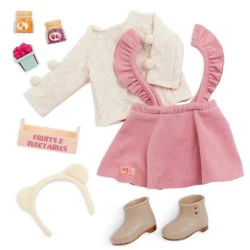 Our Generation Sweet as Jam Pink Jumper Skirt Outfit & Play Food Set for 18" Dolls: Doll Clothing Accessory Set