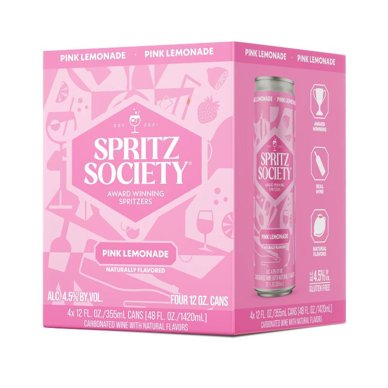 slide 1 of 5, Spritz Society Pink Lemonade - 4pk/355ml Cans, 4 ct; 355 ml