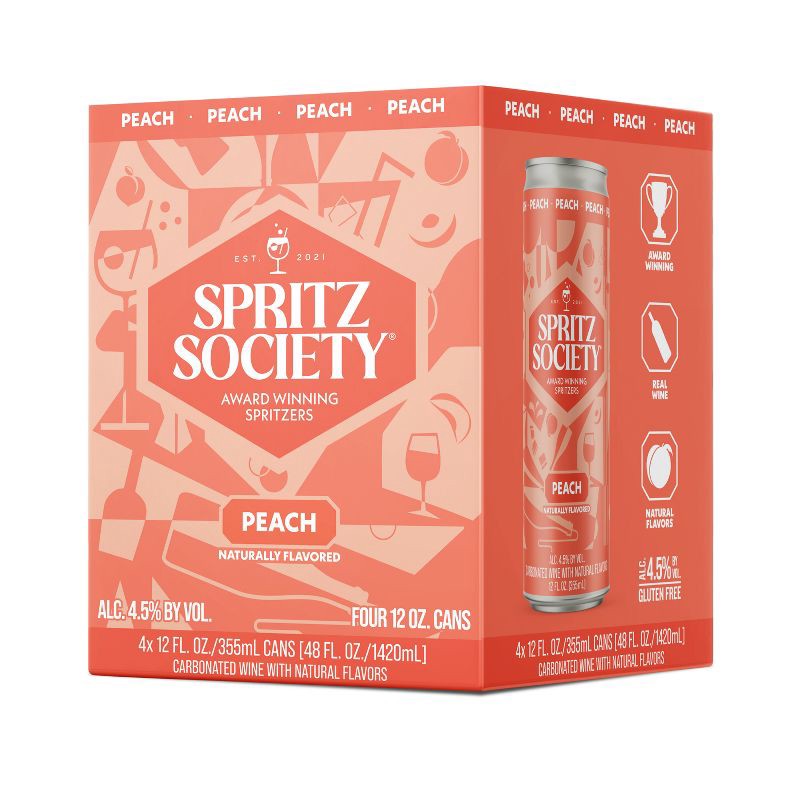 slide 1 of 4, Spritz Society Peach - 4pk/355ml Cans, 4 ct; 355 ml