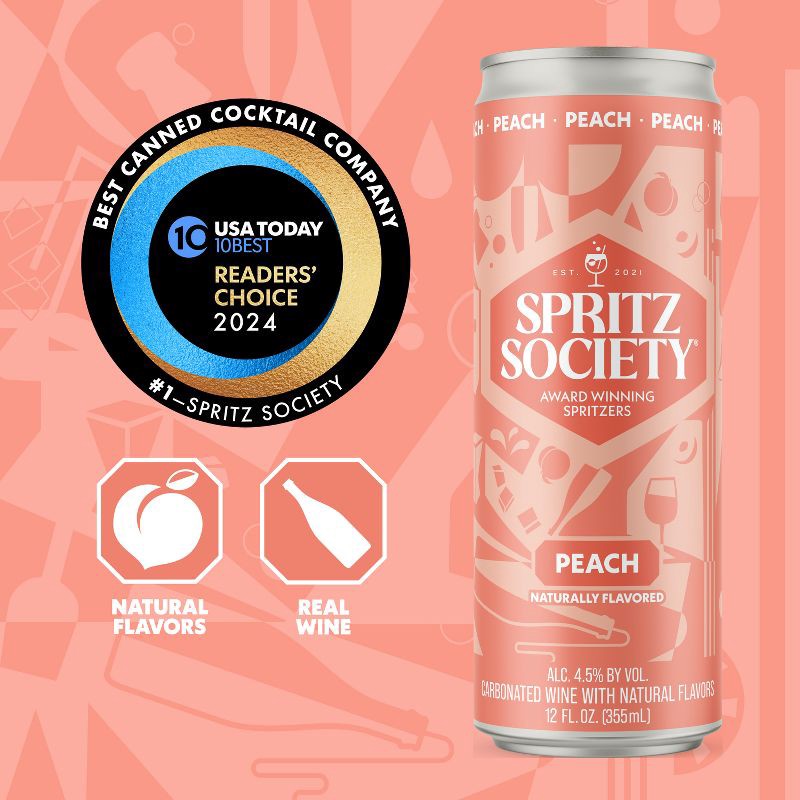 slide 4 of 4, Spritz Society Peach - 4pk/355ml Cans, 4 ct; 355 ml