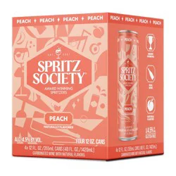 Spritz Society Peach Wine Spritzer - 4pk/355ml Cans