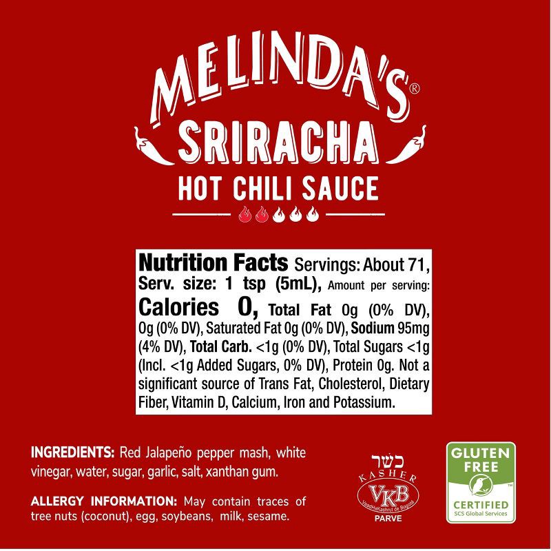 slide 4 of 5, Melinda's Sriracha Hot Chili Sauce - 12 fl oz, 12 fl oz