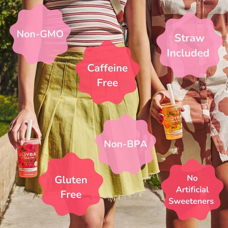 slide 2 of 7, JOYBA Sweet Peach Honeysuckle with Botanicals Bubble Tea - 4pk/12 fl oz Cups, 4 ct; 12 fl oz