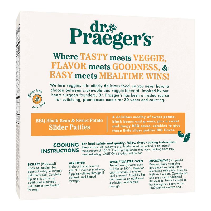 slide 2 of 3, Dr. Praeger's Frozen Gluten Free Vegan BBQ Black Bean & Sweet Potato Veggie Slider - 10oz., 10 oz