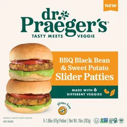 Dr. Praeger's Frozen Gluten Free Vegan BBQ Black Bean & Sweet Potato Veggie Slider - 10oz.