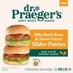 Dr. Praeger's Frozen Gluten Free Vegan BBQ Black Bean & Sweet Potato Veggie Slider - 10oz.