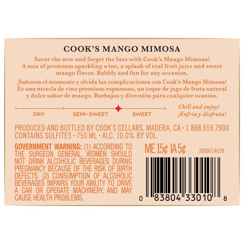 slide 11 of 11, Cook's California Champagne Cook's Mango Mimosa - 750ml Bottle, 750 ml