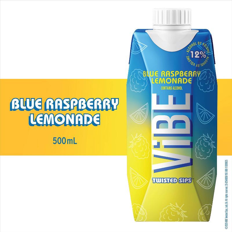 slide 2 of 6, Vibe Wine Vibe Blue Raspberry Lemonade - 500ml Bottle, 500 ml