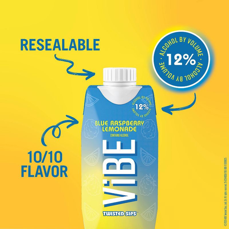 slide 4 of 6, Vibe Wine Vibe Blue Raspberry Lemonade - 500ml Bottle, 500 ml
