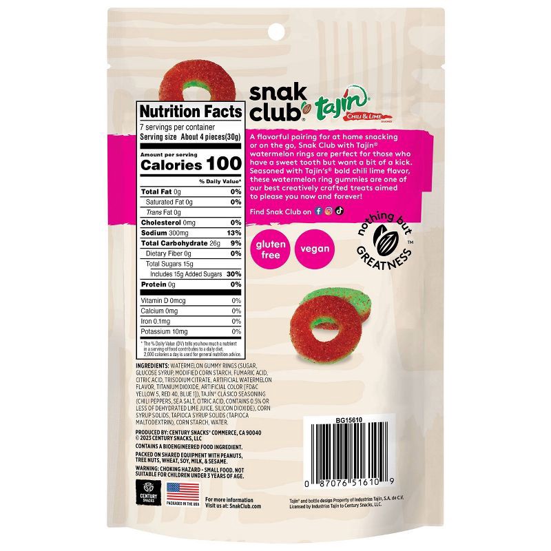 slide 3 of 5, Snak Club Snack Club Tajin Watermelon Rings Candy - 7oz, 7 oz