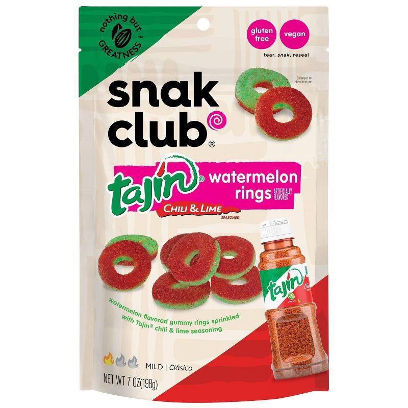 slide 1 of 5, Snak Club Snack Club Tajin Watermelon Rings Candy - 7oz, 7 oz