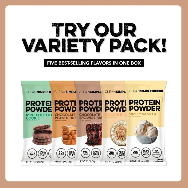 slide 6 of 9, Clean Simple Eats Protein Powder Sticks - Chocolate Brownie Batter - Whey Protein Isolate - 12oz/10ct, 10 ct; 12 oz