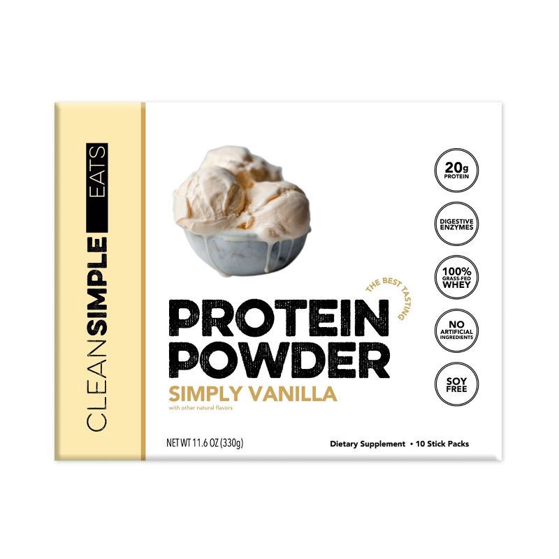 slide 2 of 9, Clean Simple Eats Protein Powder Sticks - Simply Vanilla - Whey Protein Isolate - 11.6oz/10ct, 10 ct; 11.6 oz