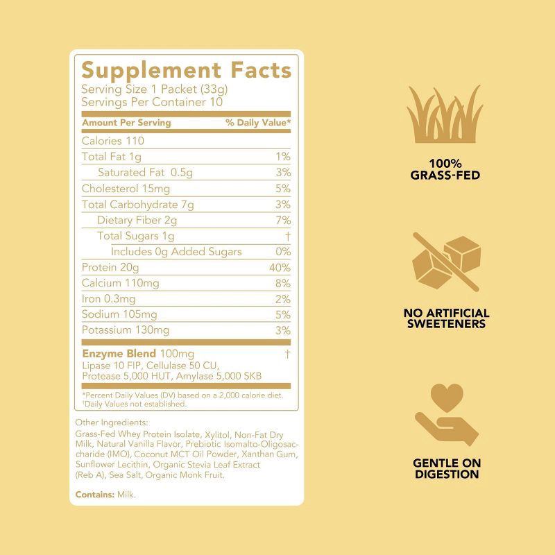 slide 5 of 9, Clean Simple Eats Protein Powder Sticks - Simply Vanilla - Whey Protein Isolate - 11.6oz/10ct, 10 ct; 11.6 oz