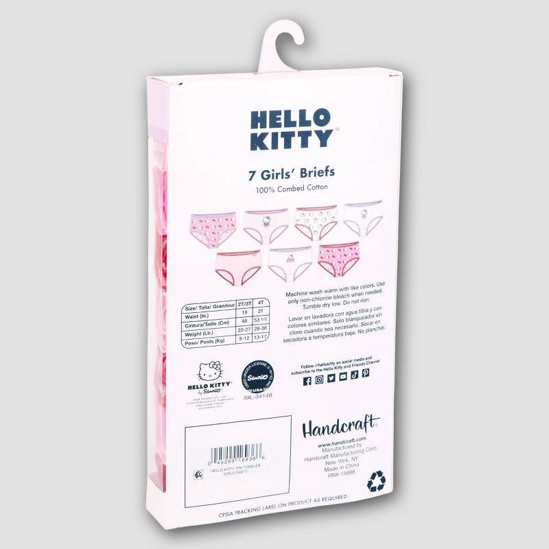 slide 3 of 4, Toddler Girls' Hello Kitty 7pk Bikini Underwear - 2T-3T: Classic Patterns, Full Waistband Elastic, 7 ct