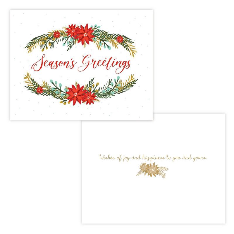 slide 2 of 3, Green Inspired 10ct 'season's Greetings' Christmas Single-Design Boxed Card Pack White, 10 ct