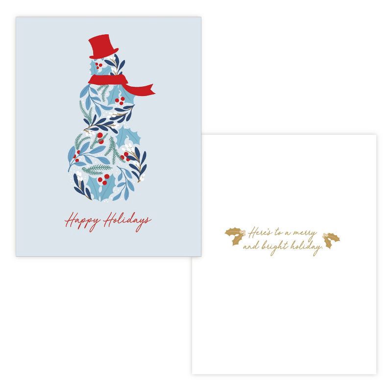 slide 2 of 3, Green Inspired 10ct Holly Snowman Christmas Single-Design Boxed Card Pack White, 10 ct