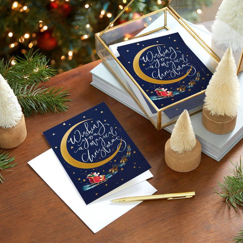 slide 2 of 8, Hallmark 10ct 'Wishing You a Magical Christmas' Single-Design Boxed Card Pack, 10 ct