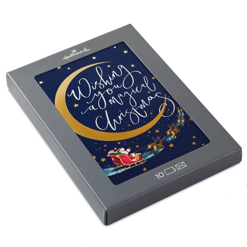 slide 3 of 8, Hallmark 10ct 'Wishing You a Magical Christmas' Single-Design Boxed Card Pack, 10 ct