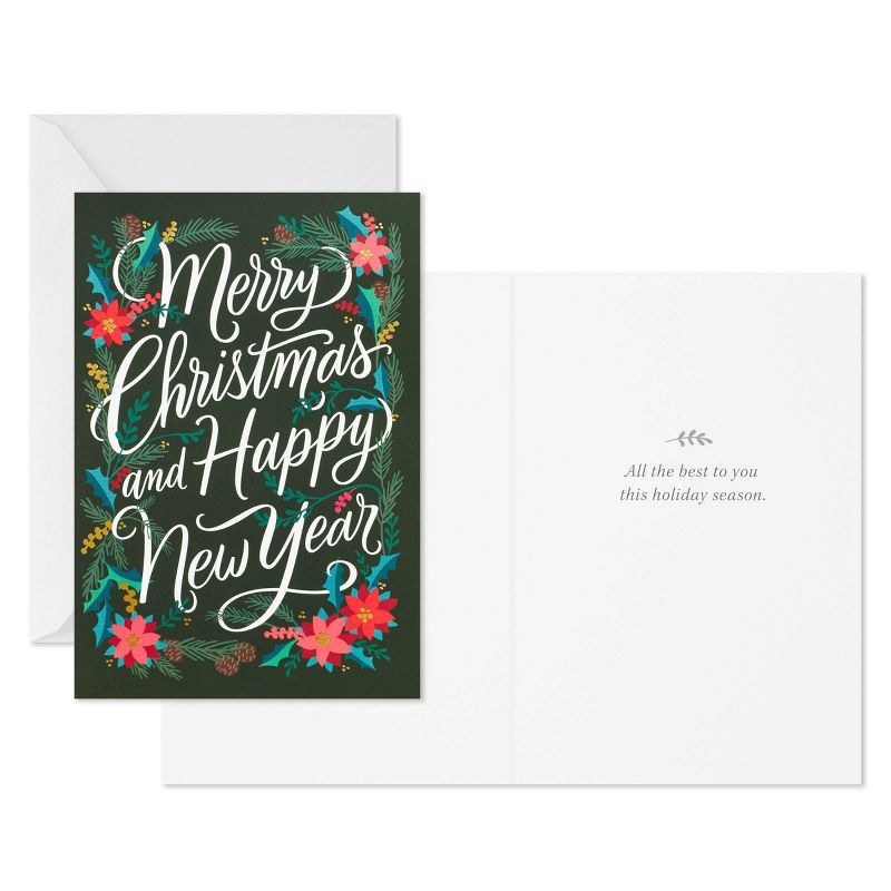 slide 4 of 8, Hallmark 10ct 'Merry Christmas and Happy New Year' Single-Design Boxed Card Pack, 10 ct