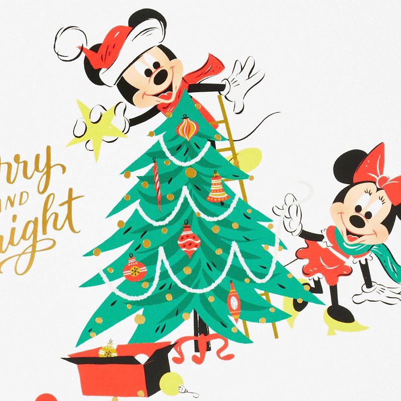 slide 6 of 8, Hallmark 10ct Disney Mickey Mouse & Friends Mickey Mouse and Minnie Mouse 'Merry and Bright' Christmas Single-Design Boxed Card Pack, 10 ct