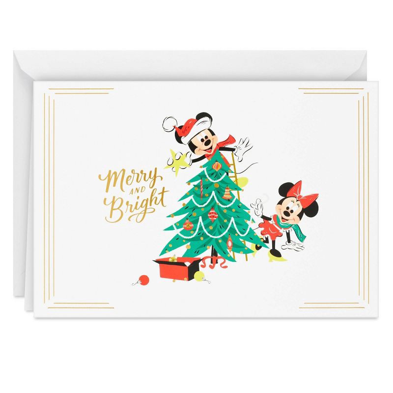 Hallmark 10ct Disney Mickey Mouse Friends Mickey Mouse And Minnie Mouse Merry And Bright