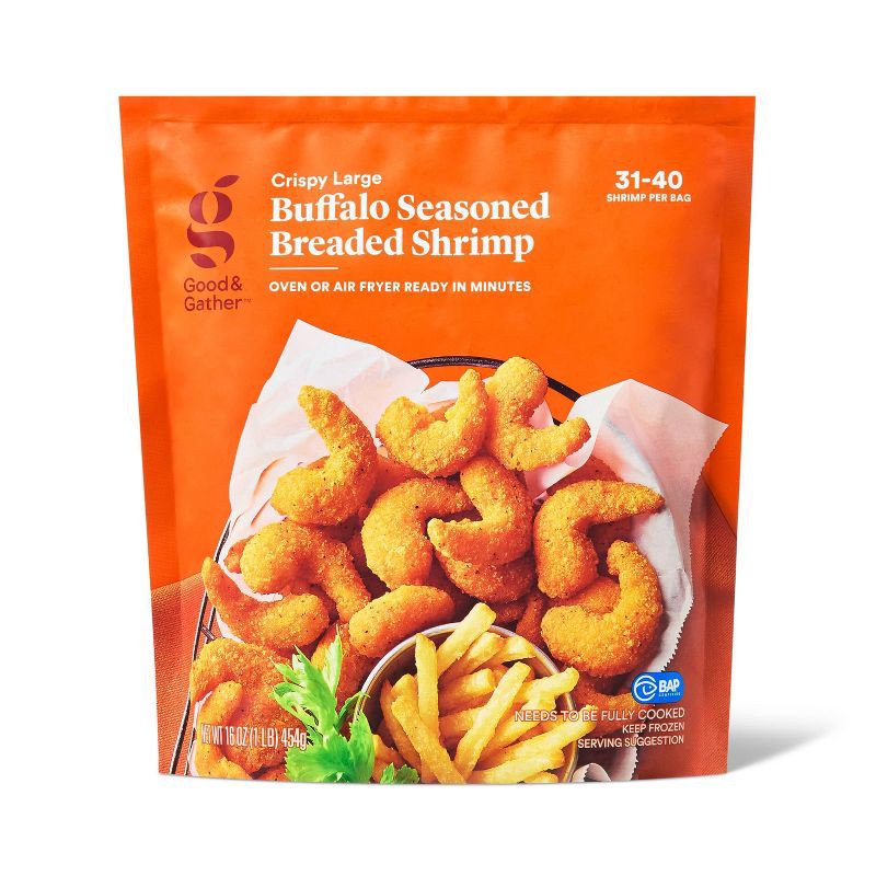 slide 1 of 3, Buffalo Seasoned Breaded Shrimp - Frozen - 16oz - Good & Gather™, 16 oz