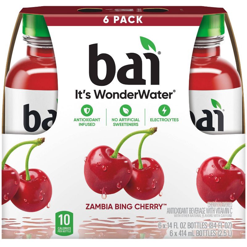 slide 2 of 10, Bai Zambia Bing Cherry Antioxidant Water - 6pk/14 fl oz Bottles, 6 ct, 14 fl oz