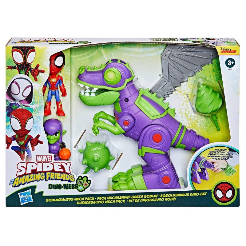 slide 2 of 8, Marvel Spidey and His Amazing Friends Dino-Webs Goblinsaurus Mech Pack, Christmas Gifts for Kids (Target Exclusive), 1 ct