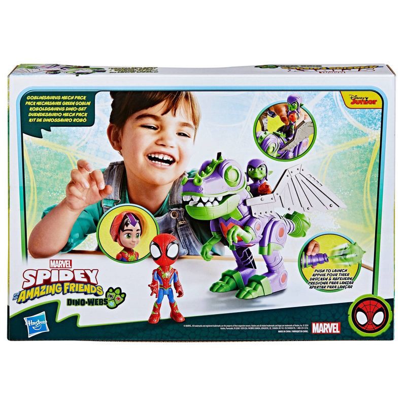 slide 5 of 8, Marvel Spidey and His Amazing Friends Dino-Webs Goblinsaurus Mech Pack, Christmas Gifts for Kids (Target Exclusive), 1 ct