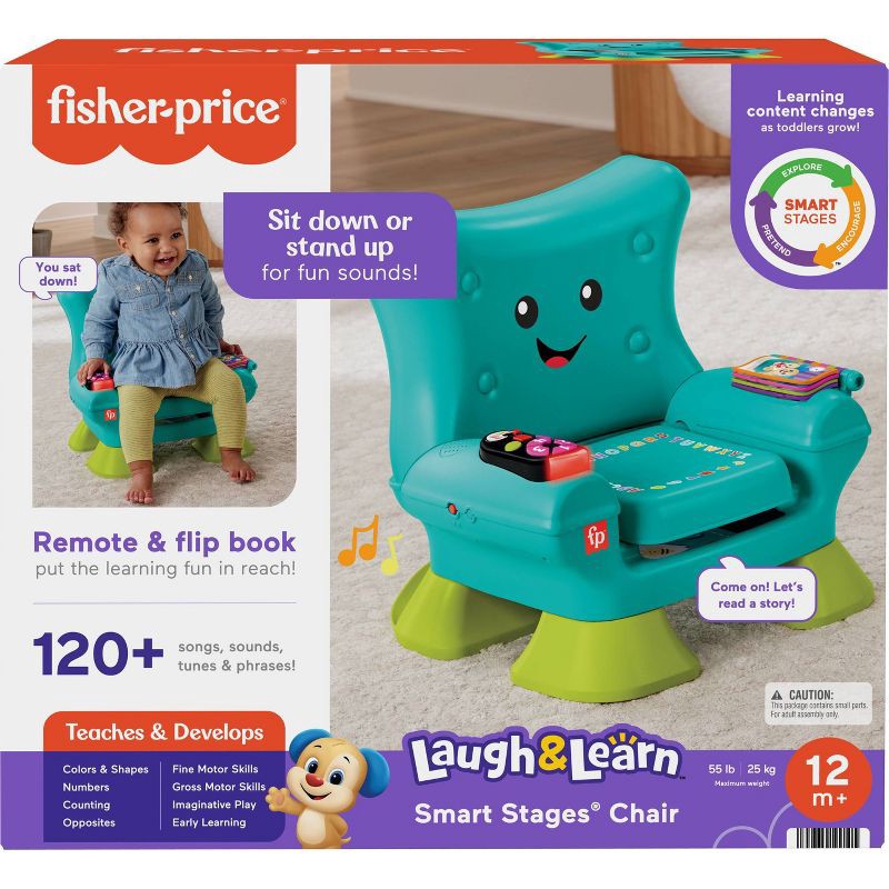 slide 6 of 6, Fisher-Price Laugh & Learn Smart Stages Chair Electronic Learning Toy for Toddlers - Teal, 1 ct