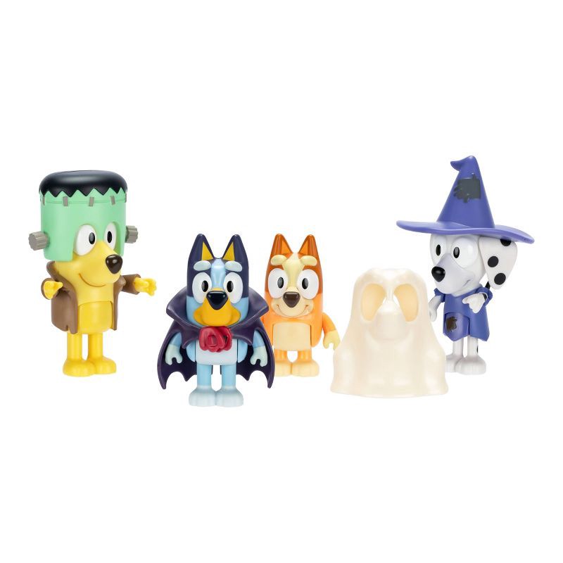 slide 5 of 8, Bluey Costume Party Figures 4pk: Articulated Plastic Mini Figurines & Bluey Toys Collection, 4 ct