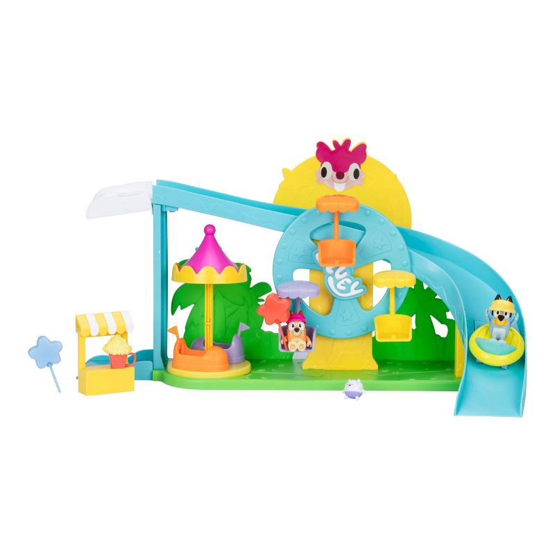 slide 4 of 9, Bluey Amusement Park Playset (Target Exclusive): Plastic Doll Playset for Ages 3+, Includes 9 Pieces, No Tools Needed for Assembly, 9 ct