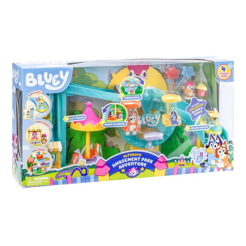 slide 5 of 9, Bluey Amusement Park Playset (Target Exclusive): Plastic Doll Playset for Ages 3+, Includes 9 Pieces, No Tools Needed for Assembly, 9 ct