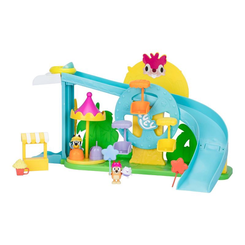 slide 6 of 9, Bluey Amusement Park Playset (Target Exclusive): Plastic Doll Playset for Ages 3+, Includes 9 Pieces, No Tools Needed for Assembly, 9 ct
